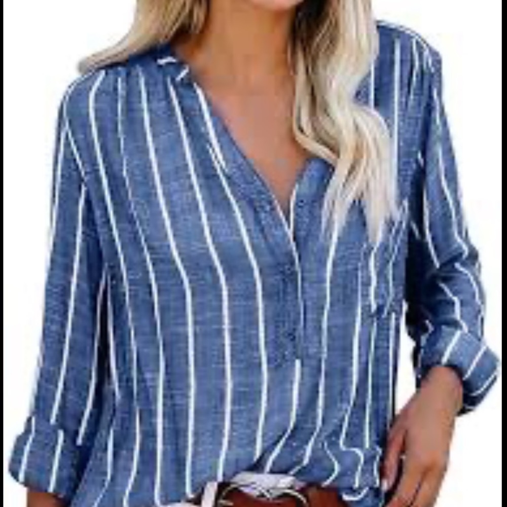 American Eagle Blue Button Down Oversized Fit
